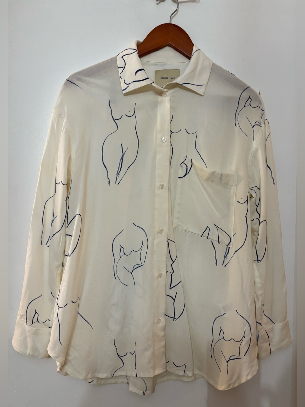Paloma Wool Leandra Long Sleeve Button Up Shirt Blouse Size U Made in Spain